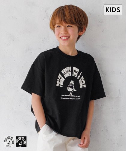 セール★890円→550円 キッズ 110-140 Tシャツ 半袖 イラスト グラフィック プリント カットソー クルーネック 英字 男の子 親子お揃い 子供服 メール便可 coca コカ